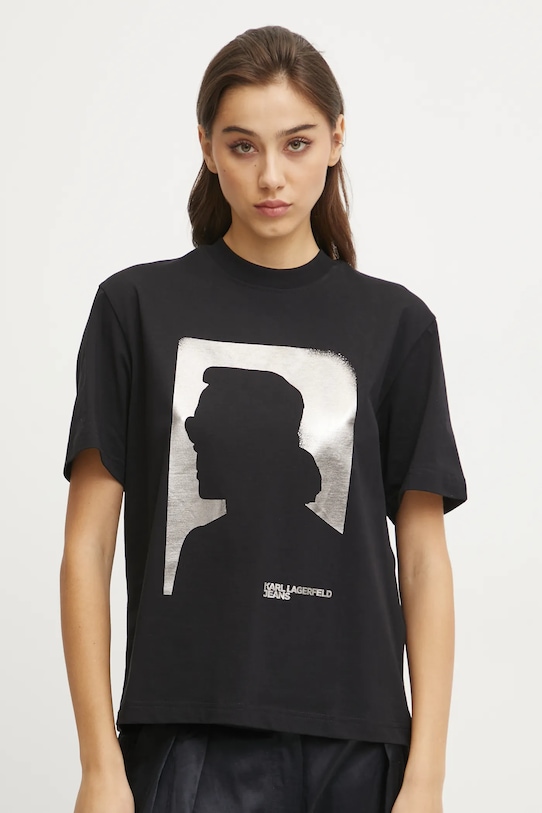 Хлопковая футболка Karl Lagerfeld Jeans хлопок чёрный A1W17032
