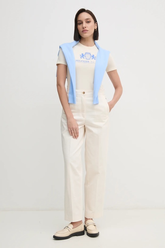 Tričko Tommy Hilfiger WW0WW43892 béžová SS25