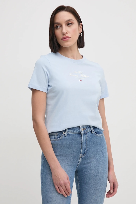 Бавовняна футболка Tommy Hilfiger бавовна блакитний WW0WW43895