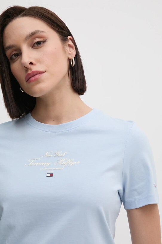 Хлопковая футболка Tommy Hilfiger голубой WW0WW43895