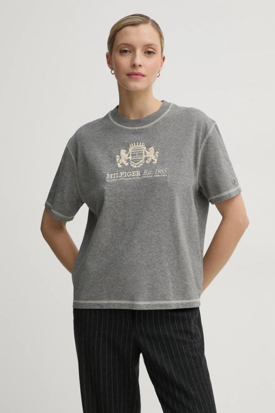 Бавовняна футболка Tommy Hilfiger regular сірий WW0WW43897