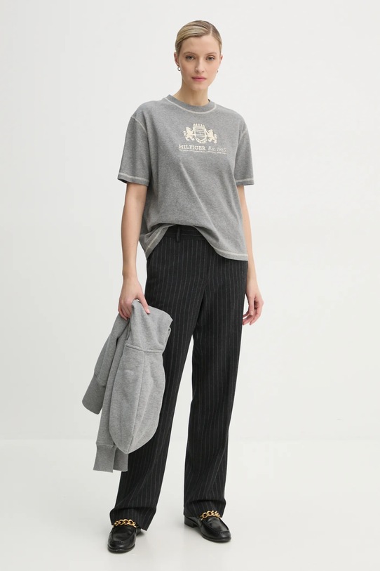 Бавовняна футболка Tommy Hilfiger WW0WW43897 сірий SS25