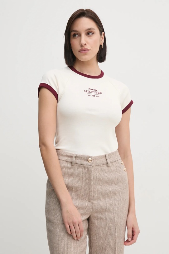 Tommy Hilfiger t-shirt bawełniany beżowy WW0WW43898
