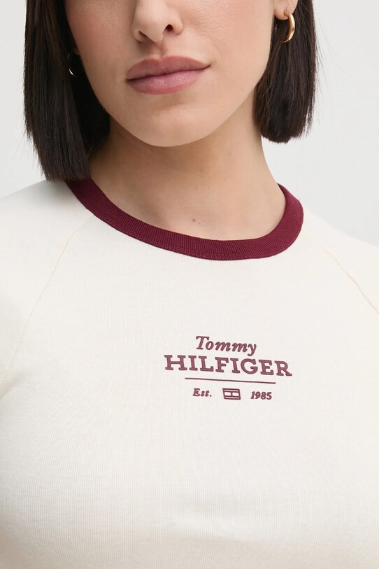 Бавовняна футболка Tommy Hilfiger WW0WW43898 бежевий