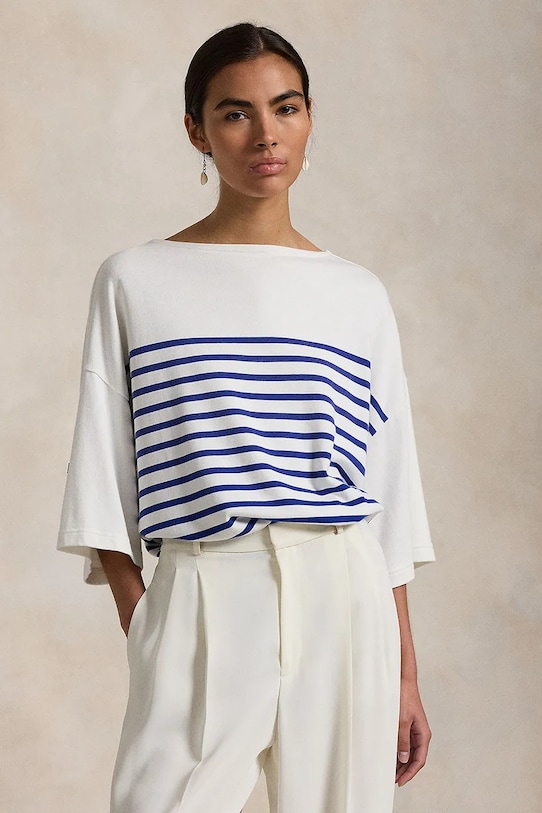 Bavlnené tričko Polo Ralph Lauren pásiky viacfarebná 211959111