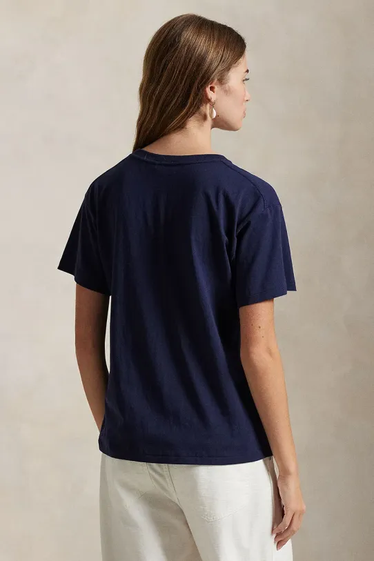 Βαμβακερό μπλουζάκι Polo Ralph Lauren 211959112 σκούρο μπλε SS25