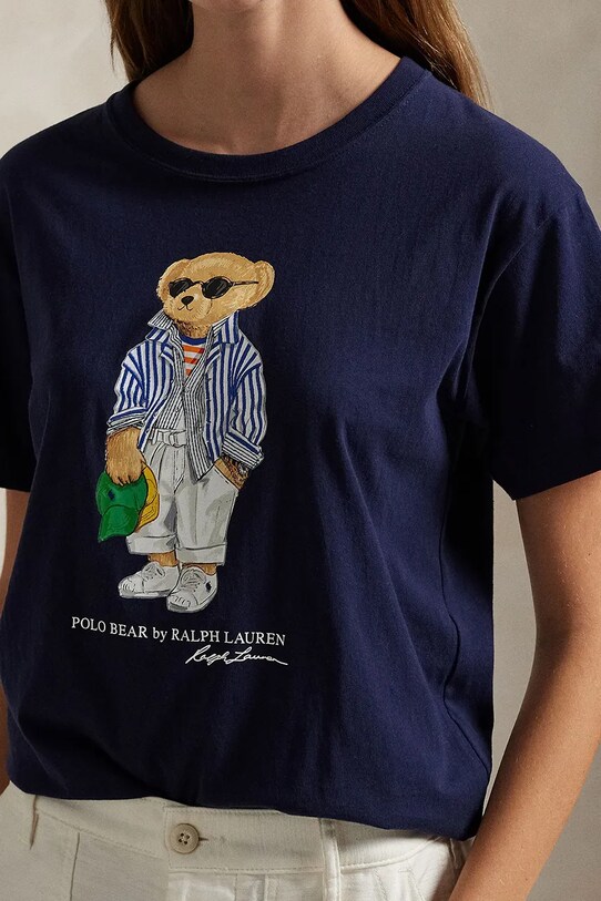 Βαμβακερό μπλουζάκι Polo Ralph Lauren σκούρο μπλε 211959112