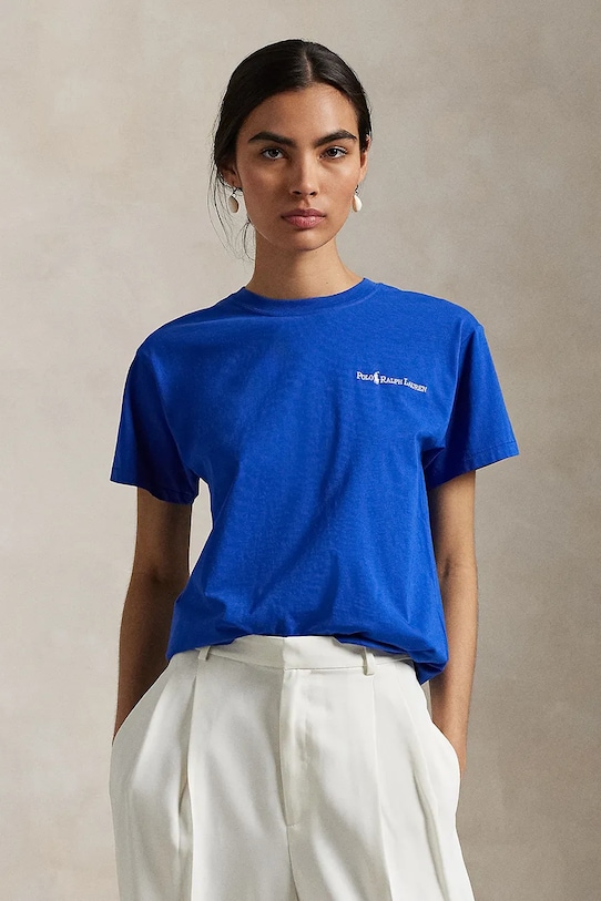 Βαμβακερό μπλουζάκι Polo Ralph Lauren βαμβάκι μπλε 211959114