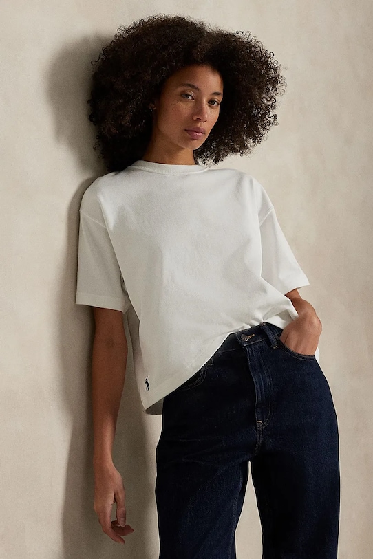 Хлопковая футболка Polo Ralph Lauren 211967106 белый