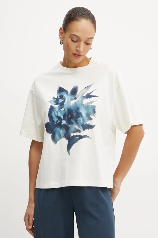 Boss Orange tricou din bumbac print bej 50534814