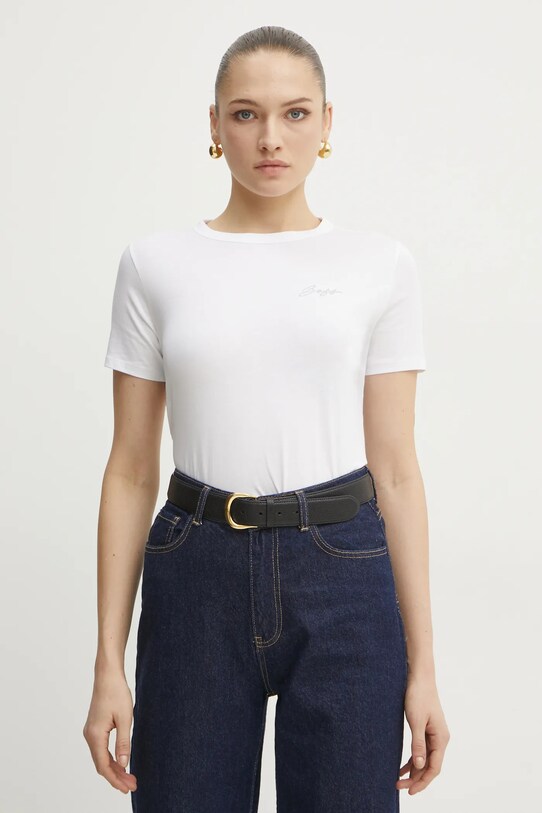 Bavlnené tričko BOSS Orange jednofarebný biela 50535322