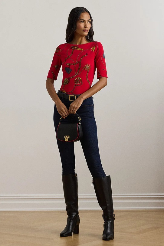 Одежда Хлопковая футболка Lauren Ralph Lauren 200957614 красный