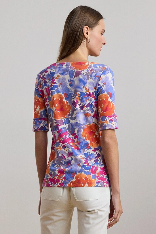 Хлопковая футболка Lauren Ralph Lauren 200957667 белый SS25