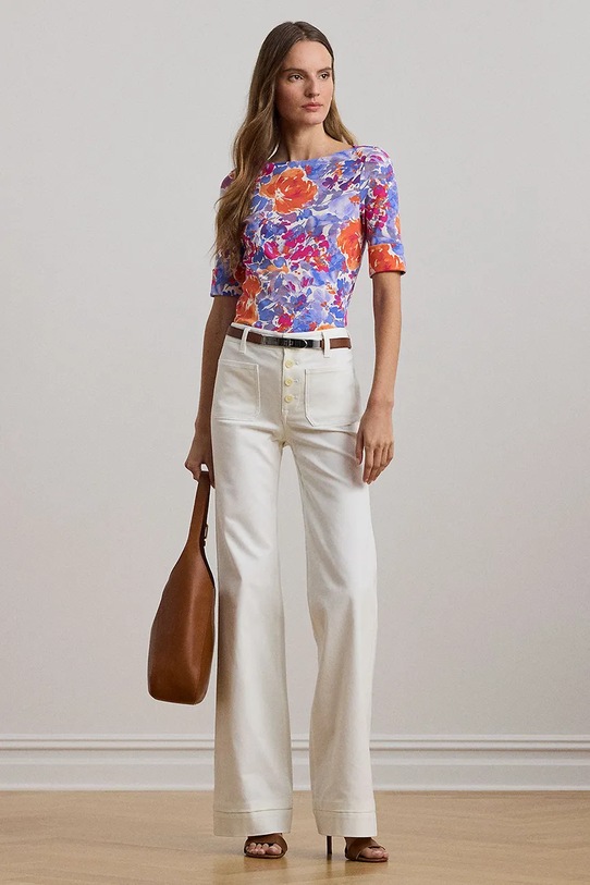 Одежда Хлопковая футболка Lauren Ralph Lauren 200957667 белый