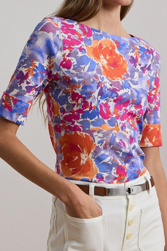 Хлопковая футболка Lauren Ralph Lauren белый 200957667