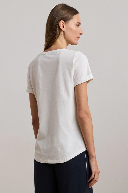 Хлопковая футболка Lauren Ralph Lauren 200957668 белый SS25