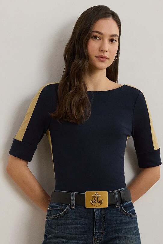 Бавовняна футболка Lauren Ralph Lauren бавовна темно-синій 200963099
