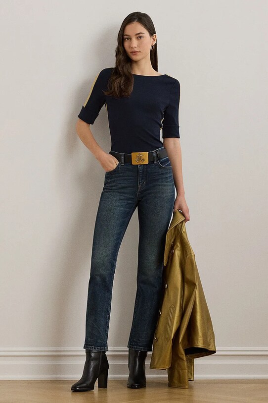 Одяг Бавовняна футболка Lauren Ralph Lauren 200963099 темно-синій
