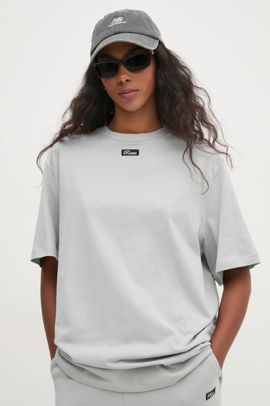 Rotate t-shirt bawełniany bawełna szary 1137242387