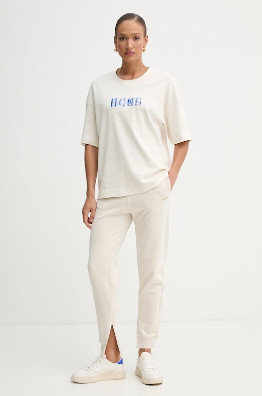 Бавовняна футболка BOSS 50532093 бежевий SS25