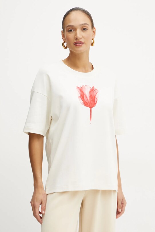 Хлопковая футболка BOSS хлопок бежевый 50532093