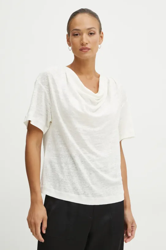 Pinko t-shirt lniany okrągły beżowy 104952.A2GA