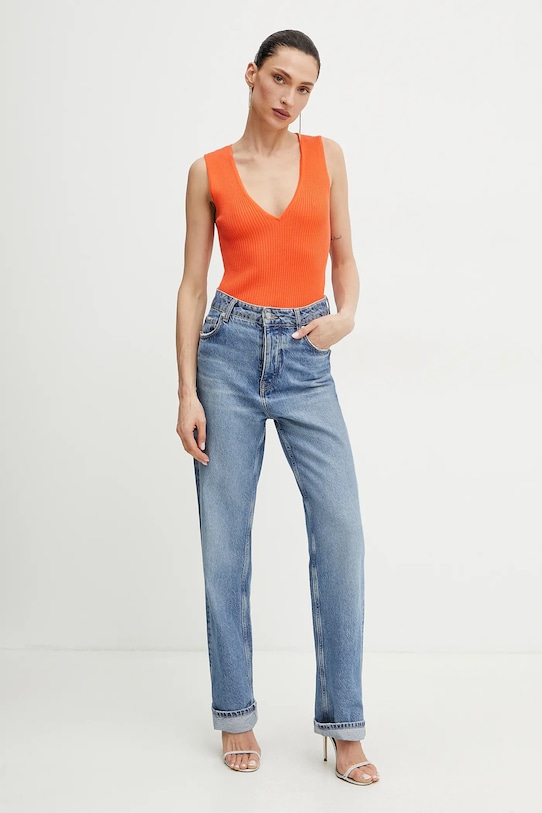 Pinko top jedwabny 104808.A1KW pomarańczowy SS25