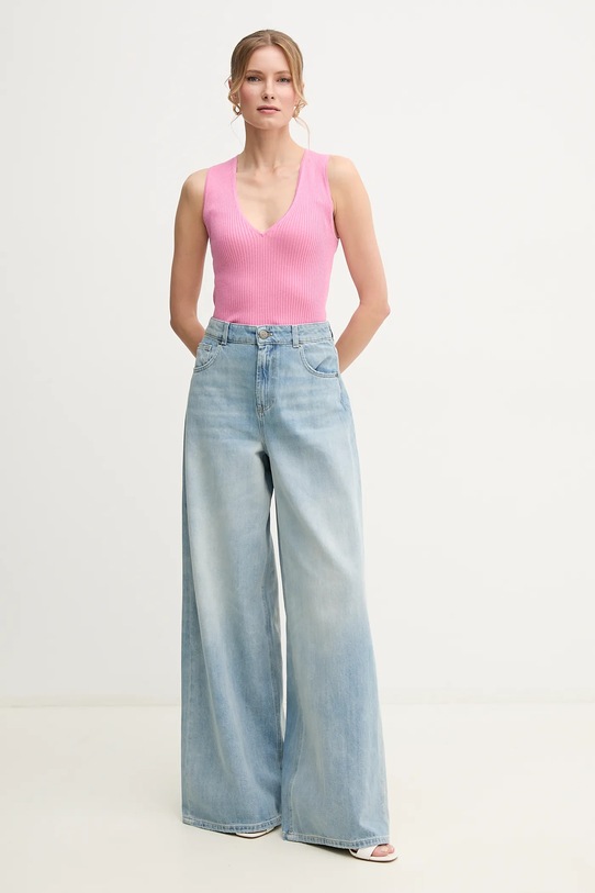 Pinko top de mătase 104808.A1KW roz SS25