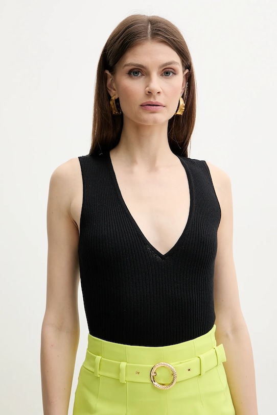 Pinko top de mătase imprimeu negru 104808.A1KW