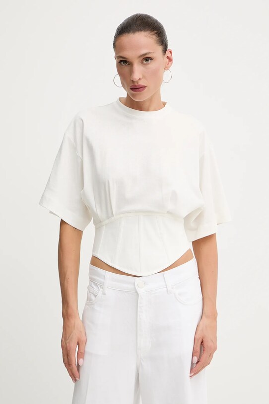 Pinko tricou din bumbac uni alb 104948.A2HZ