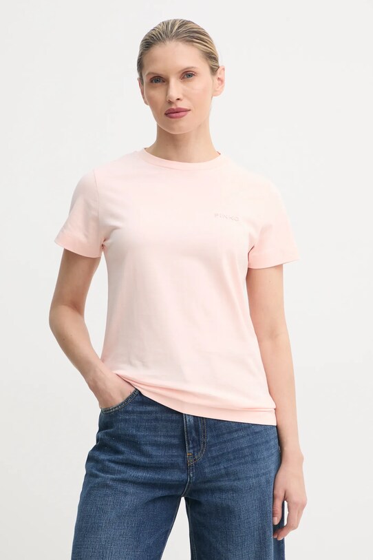 Βαμβακερό μπλουζάκι Pinko κανονικό ροζ 101752.A2HN