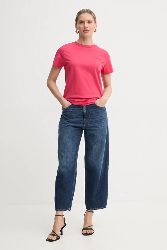 Pinko t-shirt bawełniany 101752.A2HN czerwony SS25