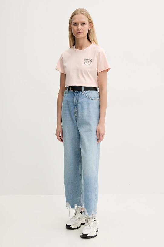 Памучна тениска Pinko 103320.A2G7 бежов AA00