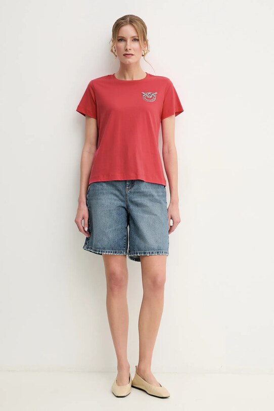 Pinko t-shirt bawełniany 103320.A2G7 czerwony AA00