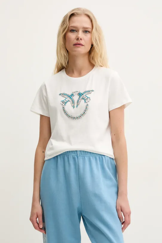 Pinko t-shirt in cotone applique bianco 100535.A2G7