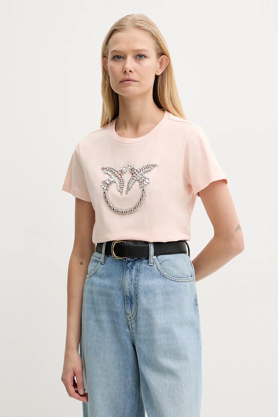 Хлопковая футболка Pinko regular бежевый 100535.A2G7