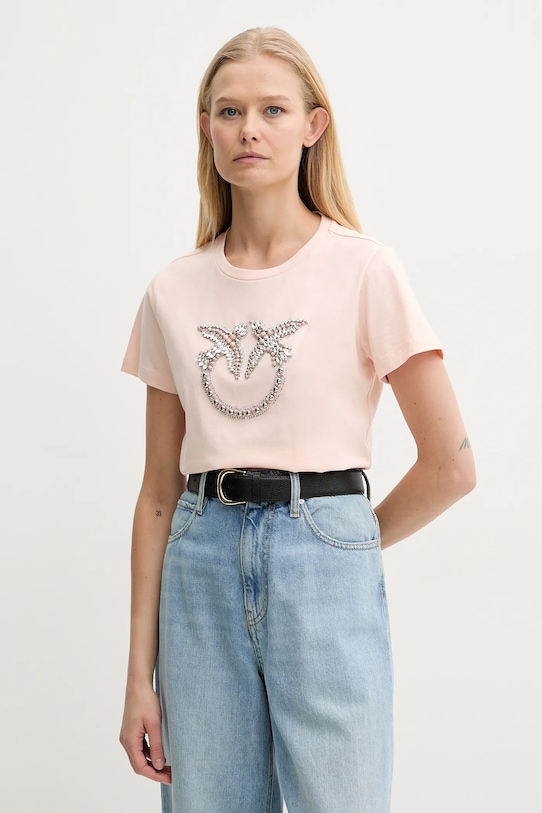 Βαμβακερό μπλουζάκι Pinko βαμβάκι μπεζ 100535.A2G7