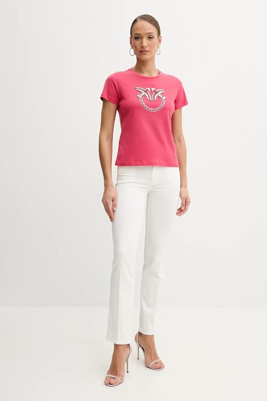 Βαμβακερό μπλουζάκι Pinko 100535.A2G7 ροζ AA00