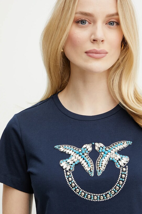 Pamučna majica Pinko mornarsko plava 100535.A2G7