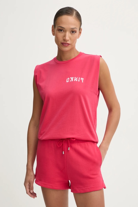 Pinko top bawełniany nadruk czerwony 104268.A2C0
