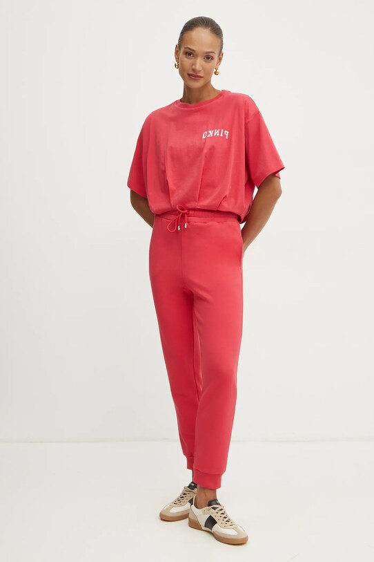Pinko t-shirt bawełniany 104257.A2C0 czerwony SS25