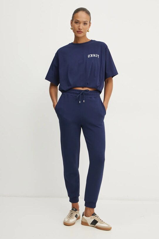 Pinko t-shirt bawełniany 104257.A2C0 granatowy SS25