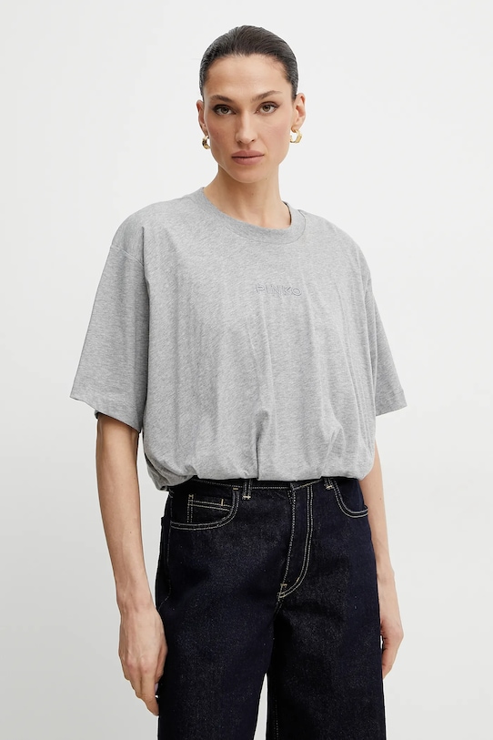 Bavlnené tričko Pinko melanž sivá 104257.A2F8