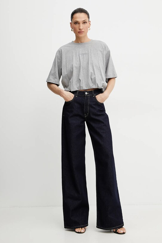 Pinko t-shirt bawełniany 104257.A2F8 szary SS25