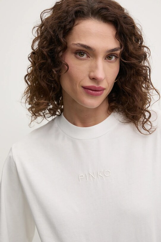Βαμβακερό μπλουζάκι Pinko λευκό 104604.A2F8