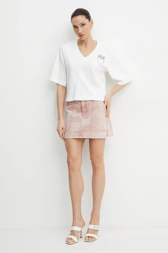 Pinko t-shirt bawełniany 104606.A2D0 biały SS25