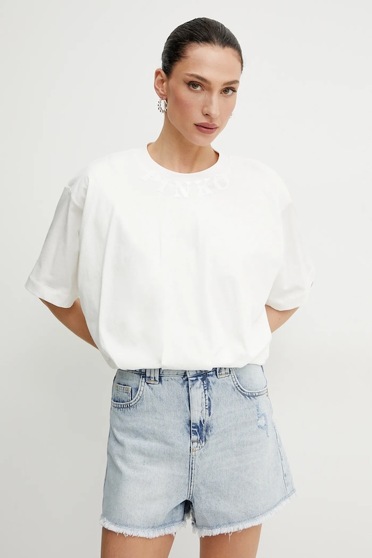 Pinko t-shirt bawełniany nadruk biały 104257.A2D2