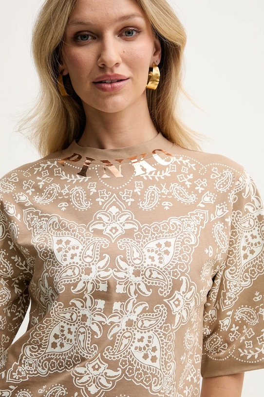 Pinko tricou din bumbac bej 104604.A2CY