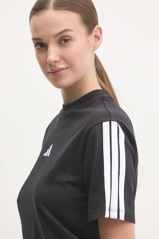 Βαμβακερό μπλουζάκι adidas Essentials μαύρο JM2393