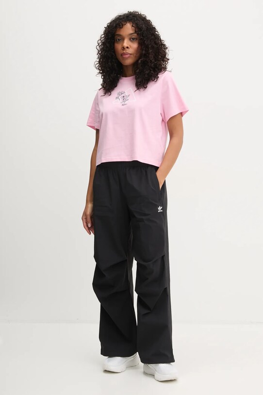 Хлопковая футболка adidas W T ILLU LF CRP JM0459 розовый SS25